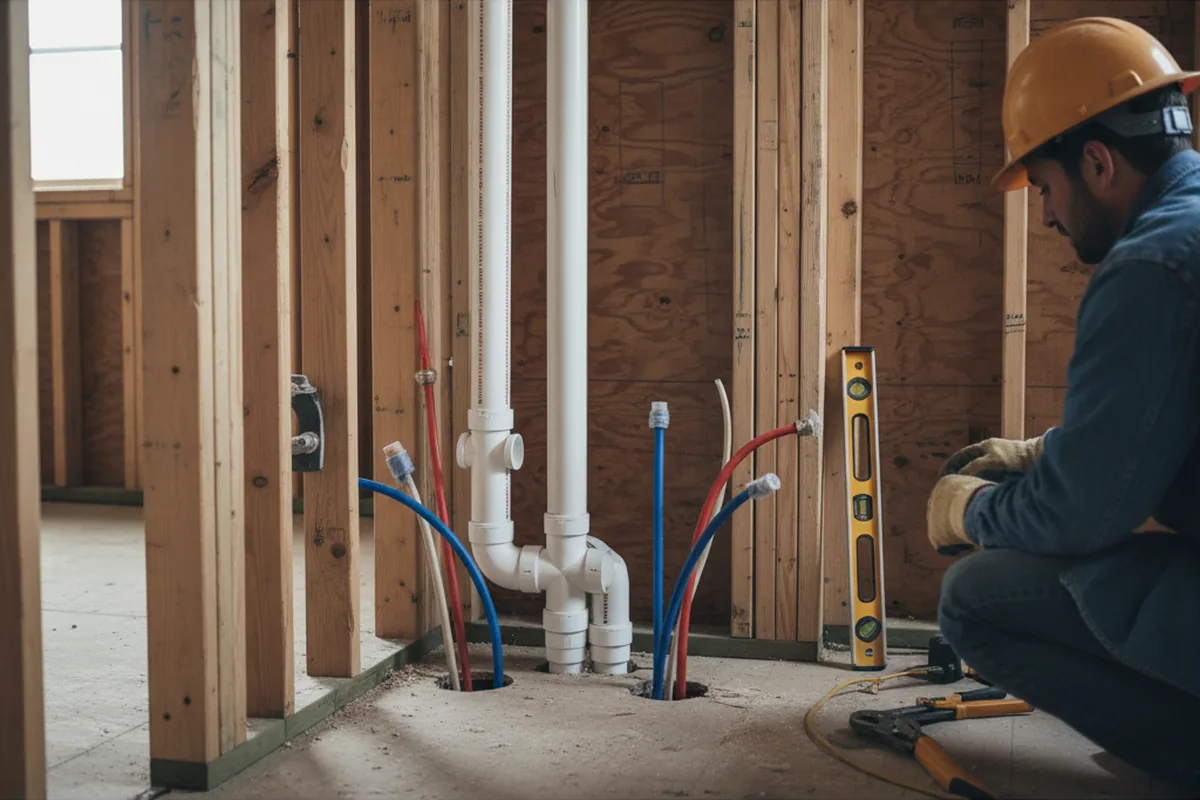 Drain and supply rough-in during Drain Cleaning in Glen